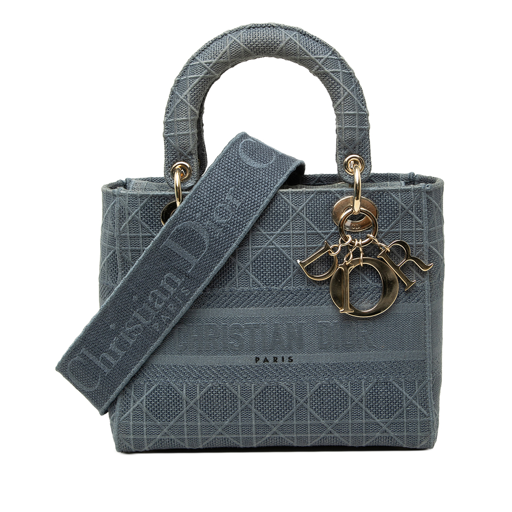 Pre-Loved Dior Medium Embroidered Canvas Cannage Lady D Lite - Picture 1 of 6